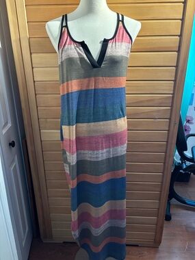Striped Sleeveless Maxi Dress in Multi-Color